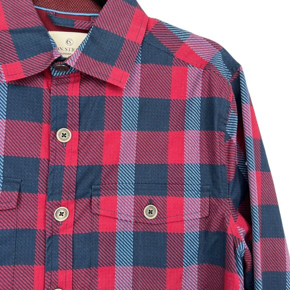 Con.Struct Plaid Lined Casual Button Up Shirt Red Blue Size Small NWOT - Picture 3 of 11